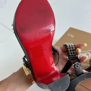 Christian louboutin sandals with Rockstud bikool 85 silver studs size 36  black